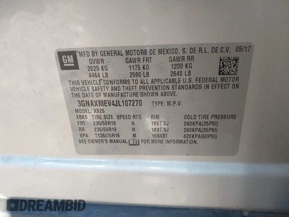 ✅ 2018 Chevrolet Equinox Premier • VIN: 3GNAXMEV4JL107270 • Лот: 43322699. Опубликован ранее на IAAI с пробегом 54 419 миль. Бесплатный доступ к архиву аукционных продаж из США и подробный отчёт об истории автомобиля на DreamBid. Изображение 9.