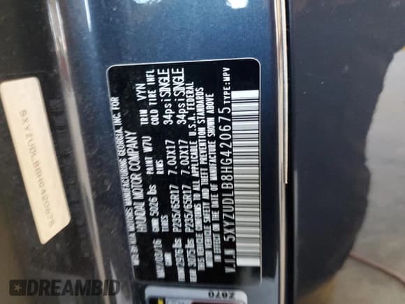 ✅ 2017 Hyundai Santa Fe 2.4L • VIN: 5XYZUDLB8HG420675 • Лот: 90927905. Опубликован ранее на Copart с пробегом 64 271 миль. Бесплатный доступ к архиву аукционных продаж из США и подробный отчёт об истории автомобиля на DreamBid. Изображение 13.