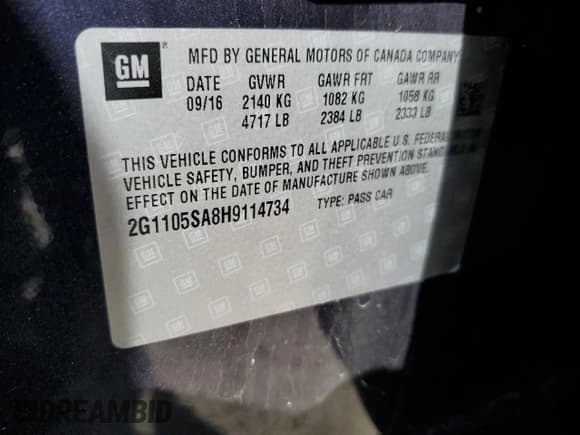 ✅ 2017 Chevrolet Impala LT • VIN: 2G1105SA8H9114734 • Лот: 48379434. Опубликован ранее на Copart с пробегом 146 653 миль. Бесплатный доступ к архиву аукционных продаж из США и подробный отчёт об истории автомобиля на DreamBid. Изображение 12.