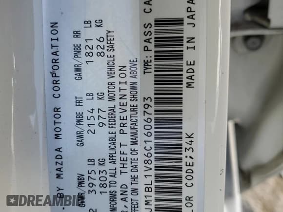 ✅ 2012 Mazda 3 i Touring • VIN: JM1BL1V86C1606793 • Lot: 56696815. Listed on Copart with 112,054 mi. Free auction sales archive from the USA and detailed vehicle history report at DreamBid. Image 12.