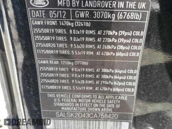 ✅ 2012 Land Rover Range Rover Sport HSE Lux • VIN: SALSK2D43CA758420 • Lot: 50588045. Wystawiony na Copart z przebiegiem Nie podano. Bezpłatny archiwum sprzedaży aukcyjnych z USA i szczegółowy raport historii pojazdu na DreamBid. Zdjęcie 13.