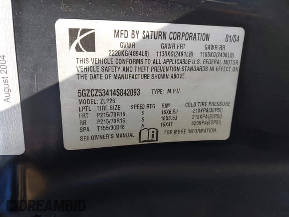 ✅ 2004 Saturn VUE V6 • VIN: 5GZCZ53414S842093 • Lot: 41632823. Wystawiony na IAAI z przebiegiem 131 605 mil. Bezpłatny archiwum sprzedaży aukcyjnych z USA i szczegółowy raport historii pojazdu na DreamBid. Zdjęcie 9.