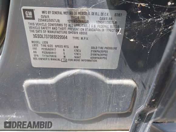 ✅ 2008 Saturn VUE XR • VIN: 3GSDL73708S529564 • Lot: 42331134. Wystawiony na IAAI z przebiegiem 206 649 mil. Bezpłatny archiwum sprzedaży aukcyjnych z USA i szczegółowy raport historii pojazdu na DreamBid. Zdjęcie 9.