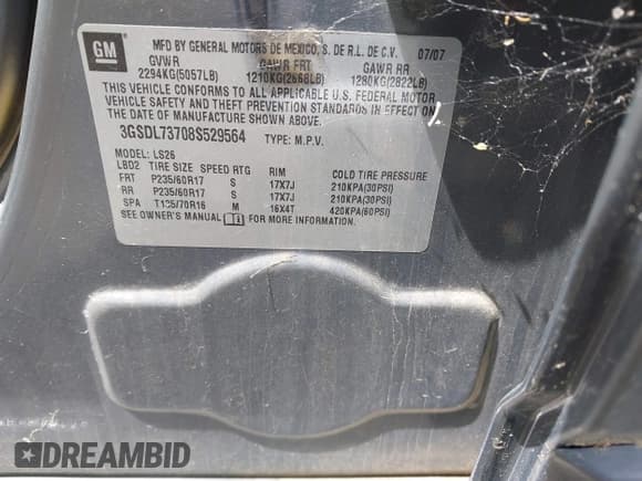 ✅ 2008 Saturn VUE XR • VIN: 3GSDL73708S529564 • Lot: 42331134. Listed on IAAI with 206,649 mi. Free auction sales archive from the USA and detailed vehicle history report at DreamBid. Image 9.