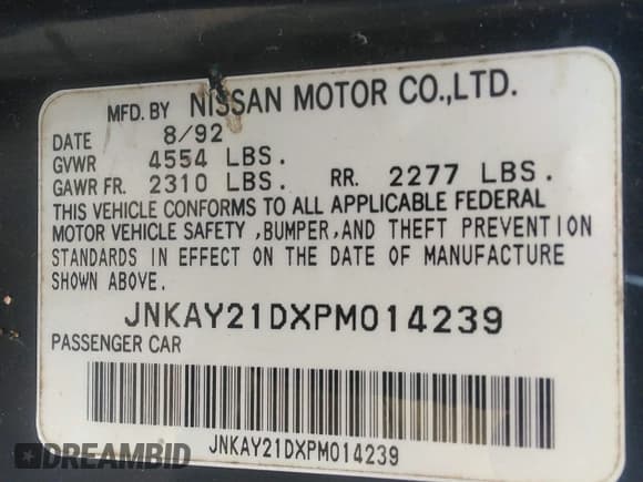 ✅ 1993 Infiniti J30 Personal Luxury • VIN: JNKAY21DXPM014239 • Lot: 42685194. Listed on IAAI with 189,471 mi. Free auction sales archive from the USA and detailed vehicle history report at DreamBid. Image 9.