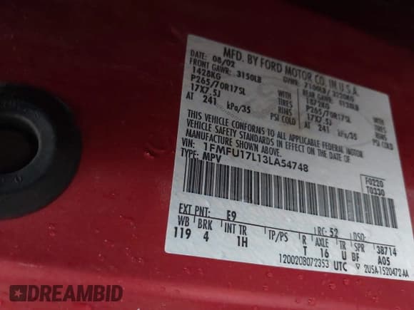 ✅ 2003 Ford Expedition Eddie Bauer • VIN: 1FMFU17L13LA54748 • Lot: 43769745. Wystawiony na IAAI z przebiegiem 195 390 mil. Bezpłatny archiwum sprzedaży aukcyjnych z USA i szczegółowy raport historii pojazdu na DreamBid. Zdjęcie 9.