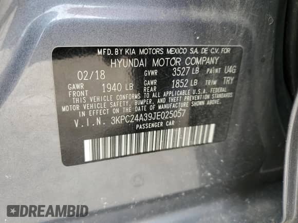 2018 Hyundai Accent SEL с VIN 3KPC24A39JE025057, выставлен на аукционе Copart как лот 51332914 с пробегом 59 086 миль миль и . История ставок и продаж доступна на DreamBid. Изображение 14.