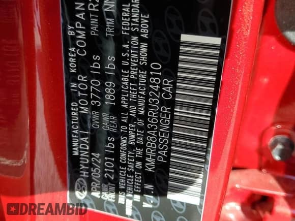 2024 Hyundai Venue SE с VIN KMHRB8A36RU324810, выставлен на аукционе Copart как лот 77792574 с пробегом 312 миль миль и Списание • Salvage title. История ставок и продаж доступна на DreamBid. Изображение 13.