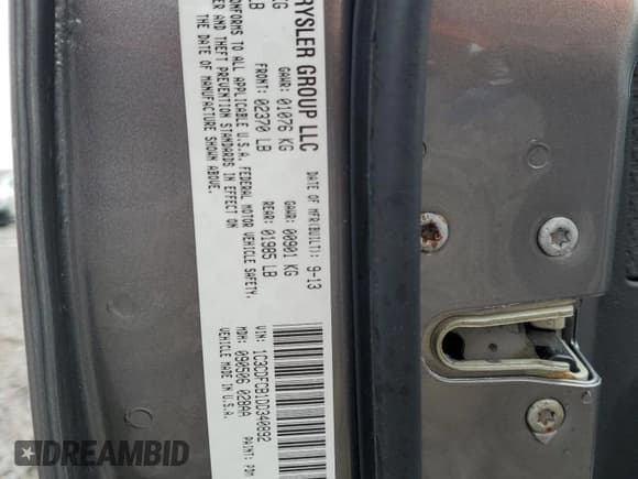 ✅ 2013 Dodge Dart GT • VIN: 1C3CDFCB1DD340892 • Lot: 53333015. Listed on Copart with 123,154 mi. Free auction sales archive from the USA and detailed vehicle history report at DreamBid. Image 12.