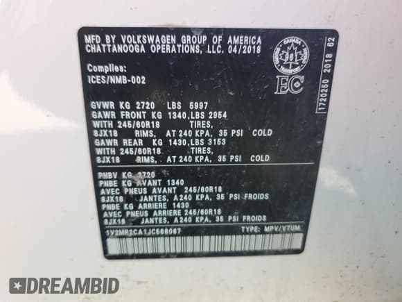 ✅ 2018 Volkswagen Atlas SEL • VIN: 1V2MR2CA1JC568067 • Лот: 85173735. Опубликован ранее на Copart с пробегом 203 846 миль. Бесплатный доступ к архиву аукционных продаж из США и подробный отчёт об истории автомобиля на DreamBid. Изображение 12.