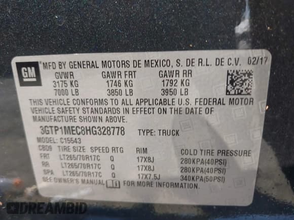 ✅ 2017 GMC Sierra 1500 SLE • VIN: 3GTP1MEC8HG328778 • Lot: 41981477. Listed on IAAI with 171,509 mi. Free auction sales archive from the USA and detailed vehicle history report at DreamBid. Image 9.