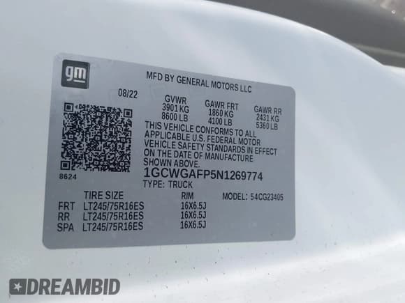 ✅ 2022 Chevrolet Express Cargo • VIN: 1GCWGAFP5N1269774 • Lot: 43512863. Listed on IAAI with 45,937 mi. Free auction sales archive from the USA and detailed vehicle history report at DreamBid. Image 9.