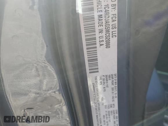 ✅ 2021 Dodge Durango SXT • VIN: 1C4RDJAG5MC520860 • Лот: 48582615. Опубликован ранее на Copart с пробегом Не указан. Бесплатный доступ к архиву аукционных продаж из США и подробный отчёт об истории автомобиля на DreamBid. Изображение 14.