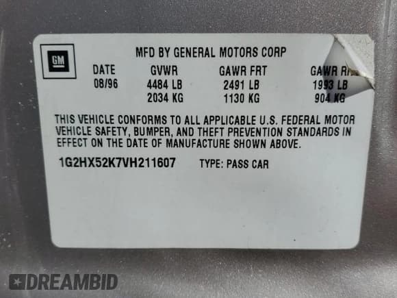 ✅ 1997 Pontiac Bonneville SE • VIN: 1G2HX52K7VH211607 • Lot: 73705454. Wystawiony na Copart z przebiegiem 116 307 mil. Bezpłatny archiwum sprzedaży aukcyjnych z USA i szczegółowy raport historii pojazdu na DreamBid. Zdjęcie 12.