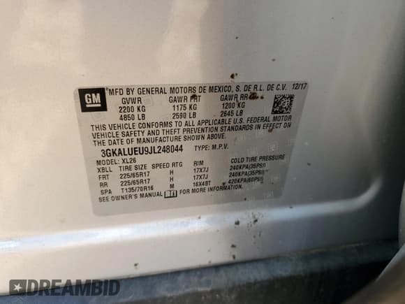 ✅ 2018 GMC Terrain SLE Diesel • VIN: 3GKALUEU9JL248044 • Лот: 58072625. Опубликован ранее на Copart с пробегом 117 914 миль. Бесплатный доступ к архиву аукционных продаж из США и подробный отчёт об истории автомобиля на DreamBid. Изображение 13.