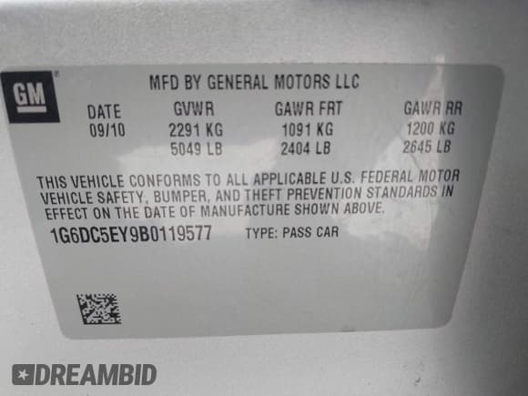 ✅ 2011 Cadillac CTS • VIN: 1G6DC5EY9B0119577 • Лот: 43368588. Опубликован ранее на IAAI с пробегом 154 348 миль. Бесплатный доступ к архиву аукционных продаж из США и подробный отчёт об истории автомобиля на DreamBid. Изображение 9.