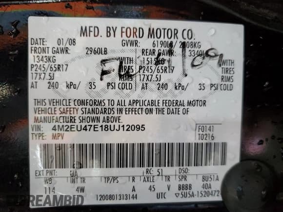 ✅ 2008 Mercury Mountaineer • VIN: 4M2EU47E18UJ12095 • Lot: 87743915. Wystawiony na Copart z przebiegiem 96 386 mil. Bezpłatny archiwum sprzedaży aukcyjnych z USA i szczegółowy raport historii pojazdu na DreamBid. Zdjęcie 13.