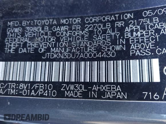 ✅ 2010 Toyota Prius II • VIN: JTDKN3DU7A0004430 • Lot: 43441289. Wystawiony na IAAI z przebiegiem 259 119 mil. Bezpłatny archiwum sprzedaży aukcyjnych z USA i szczegółowy raport historii pojazdu na DreamBid. Zdjęcie 9.