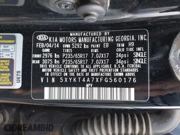 ✅ 2015 Kia Sorento LX • VIN: 5XYKT4A7XFG560176 • Lot: 42761538. Listed on IAAI with 203,447 mi. Free auction sales archive from the USA and detailed vehicle history report at DreamBid. Image 9.