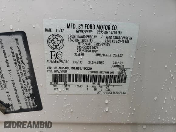 ✅ 2018 Lincoln MKX Reserve • VIN: 2LMPJ8LR8JBL19229 • Lot: 85780215. Listed on Copart with 79,461 mi. Free auction sales archive from the USA and detailed vehicle history report at DreamBid. Image 13.