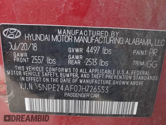 2018 Hyundai Sonata SE с VIN 5NPE24AF0JH726553, выставлен на аукционе IAAI как лот 43196332 с пробегом 77 313 миль миль и . История ставок и продаж доступна на DreamBid. Изображение 9.