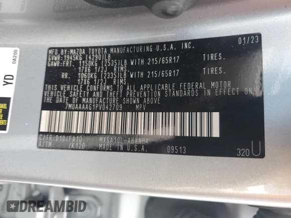 ✅ 2023 Toyota Corolla Cross L • VIN: 7MUAAAAG1PV042709 • Lot: 89494175. Listed on Copart with 32,892 mi. Free auction sales archive from the USA and detailed vehicle history report at DreamBid. Image 14.