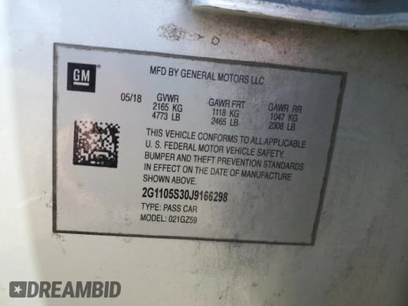 ✅ 2018 Chevrolet Impala LT • VIN: 2G1105S30J9166298 • Лот: 71867244. Опубликован ранее на Copart с пробегом 185 524 миль. Бесплатный доступ к архиву аукционных продаж из США и подробный отчёт об истории автомобиля на DreamBid. Изображение 13.