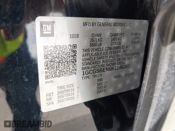 ✅ 2019 Chevrolet Colorado 2WD Work Truck • VIN: 1GCGSBEN6K1146263 • Лот: 42247164. Опубликован ранее на IAAI с пробегом 50 057 миль. Бесплатный доступ к архиву аукционных продаж из США и подробный отчёт об истории автомобиля на DreamBid. Изображение 9.