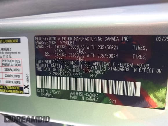 ✅ 2025 Lexus RX 350h • VIN: 2T2BBMCA8SC077573 • Лот: 42119587. Опубликован ранее на IAAI с пробегом 952 миль. Бесплатный доступ к архиву аукционных продаж из США и подробный отчёт об истории автомобиля на DreamBid. Изображение 9.