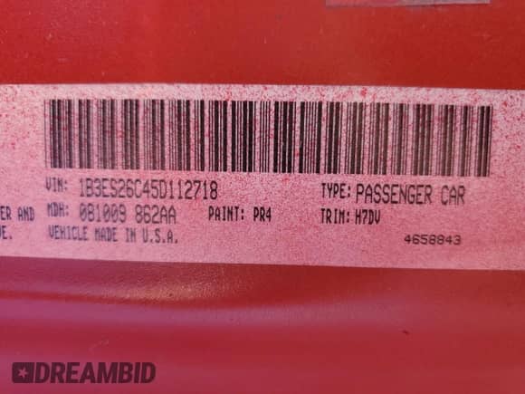 2005 Dodge Neon SE z VIN 1B3ES26C45D112718, wystawiony jako Copart lot #48248415 z przebiegiem 186 851 mil mil oraz Szkoda całkowita • Salvage title. Historia ofert i sprzedaży dostępna na DreamBid. Obrazek 12.