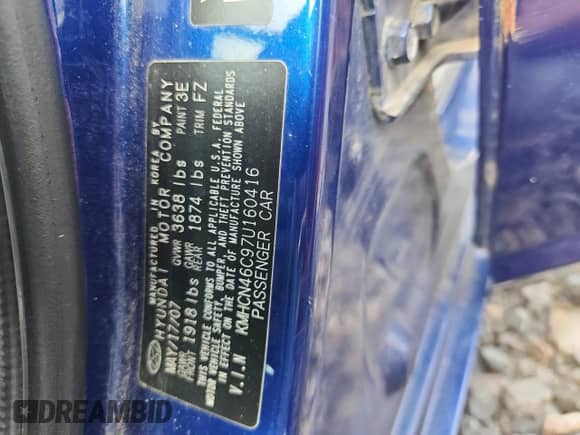 2007 Hyundai Accent GLS с VIN KMHCN46C97U160416, выставлен на аукционе Copart как лот 81697955 с пробегом 26 590 миль миль и Чистый • Clean title. История ставок и продаж доступна на DreamBid. Изображение 12.