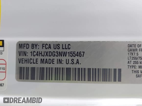 ✅ 2022 Jeep Wrangler Unlimited Sport S • VIN: 1C4HJXDG3NW155467 • Lot: 41638650. Wystawiony na IAAI z przebiegiem 22 698 mil. Bezpłatny archiwum sprzedaży aukcyjnych z USA i szczegółowy raport historii pojazdu na DreamBid. Zdjęcie 9.