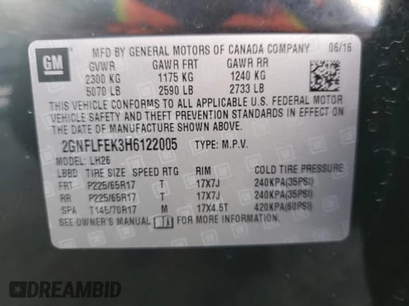 ✅ 2017 Chevrolet Equinox LT • VIN: 2GNFLFEK3H6122005 • Лот: 92654435. Опубликован ранее на Copart с пробегом 156 249 миль. Бесплатный доступ к архиву аукционных продаж из США и подробный отчёт об истории автомобиля на DreamBid. Изображение 13.