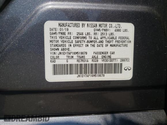 ✅ 2019 Infiniti Q50 Luxe • VIN: JN1EV7AP1KM519679 • Lot: 61548925. Listed on Copart with 212,622 mi. Free auction sales archive from the USA and detailed vehicle history report at DreamBid. Image 12.