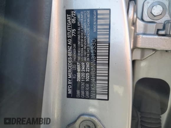 ✅ 2022 Mercedes-Benz CLA 250 • VIN: W1K5J4HB5NN315330 • Лот: 71238815. Опубликован ранее на Copart с пробегом 52 387 миль. Бесплатный доступ к архиву аукционных продаж из США и подробный отчёт об истории автомобиля на DreamBid. Изображение 12.