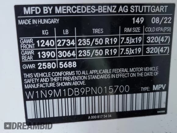✅ 2023 Mercedes-Benz EQB 350 • VIN: W1N9M1DB9PN015700 • Lot: 88410845. Wystawiony na Copart z przebiegiem Nie podano. Bezpłatny archiwum sprzedaży aukcyjnych z USA i szczegółowy raport historii pojazdu na DreamBid. Zdjęcie 13.