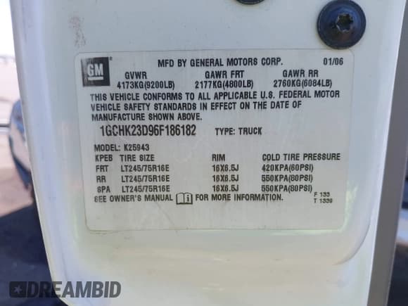 ✅ 2006 Chevrolet Silverado 2500HD LT3 • VIN: 1GCHK23D96F186182 • Лот: 42460326. Опубликован ранее на IAAI с пробегом 298 576 миль. Бесплатный доступ к архиву аукционных продаж из США и подробный отчёт об истории автомобиля на DreamBid. Изображение 9.