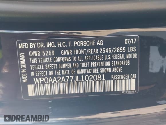 ✅ 2018 Porsche Panamera • VIN: WP0AA2A77JL102081 • Lot: 43362015. Listed on IAAI with 116,577 mi. Free auction sales archive from the USA and detailed vehicle history report at DreamBid. Image 9.