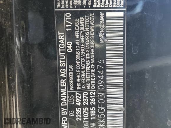 ✅ 2011 Mercedes-Benz E 350 • VIN: WDDKK5GF0BF094476 • Лот: 65819725. Опубликован ранее на Copart с пробегом 220 814 миль. Бесплатный доступ к архиву аукционных продаж из США и подробный отчёт об истории автомобиля на DreamBid. Изображение 12.