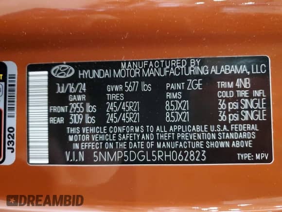 ✅ 2024 Hyundai Santa Fe Calligraphy • VIN: 5NMP5DGL5RH062823 • Лот: 50024875. Размещён на Copart с пробегом 9 393 миль миль. Получите бесплатный доступ к архиву аукционных продаж из США и посмотрите подробный отчёт об истории автомобиля на DreamBid. Изображение 13.