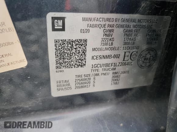 ✅ 2020 Chevrolet Silverado 1500 Custom • VIN: 1GCUYBEF1LZ206401 • Lot: 48477775. Listed on Copart with Not provided. Free auction sales archive from the USA and detailed vehicle history report at DreamBid. Image 14.