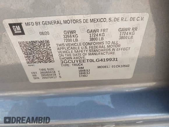 ✅ 2020 Chevrolet Silverado 1500 RST • VIN: 3GCUYEET0LG419931 • Lot: 42965947. Wystawiony na IAAI z przebiegiem 104 149 mil. Bezpłatny archiwum sprzedaży aukcyjnych z USA i szczegółowy raport historii pojazdu na DreamBid. Zdjęcie 9.