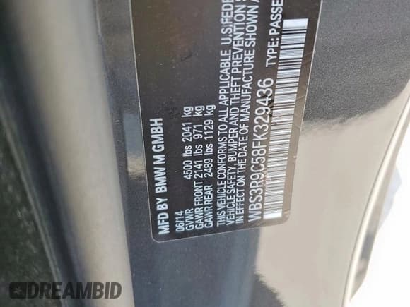 ✅ 2015 BMW M4 • VIN: WBS3R9C58FK329436 • Лот: 67573385. Опубликован ранее на Copart с пробегом 29 476 миль. Бесплатный доступ к архиву аукционных продаж из США и подробный отчёт об истории автомобиля на DreamBid. Изображение 13.