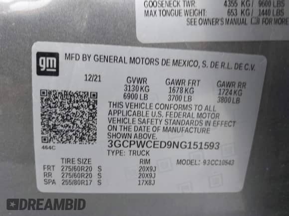 2022 Chevrolet Silverado 1500 LT z VIN 3GCPWCED9NG151593, wystawiony jako IAAI lot #42678291 z przebiegiem 56 973 mil mil oraz . Historia ofert i sprzedaży dostępna na DreamBid. Obrazek 9.