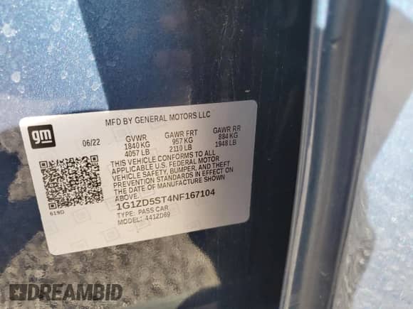 ✅ 2022 Chevrolet Malibu LT • VIN: 1G1ZD5ST4NF167104 • Лот: 91193285. Опубликован ранее на Copart с пробегом 116 459 миль. Бесплатный доступ к архиву аукционных продаж из США и подробный отчёт об истории автомобиля на DreamBid. Изображение 12.