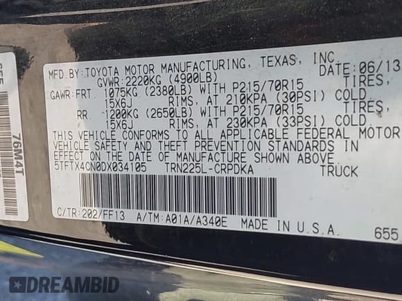 ✅ 2013 Toyota Tacoma • VIN: 5TFTX4CN0DX034105 • Лот: 42861631. Опубликован ранее на IAAI с пробегом 199 024 миль. Бесплатный доступ к архиву аукционных продаж из США и подробный отчёт об истории автомобиля на DreamBid. Изображение 9.