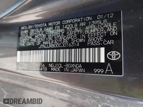 ✅ 2012 Scion iQ • VIN: JTNJJXB00CJ016314 • Lot: 42565868. Wystawiony na IAAI z przebiegiem 68 497 mil. Bezpłatny archiwum sprzedaży aukcyjnych z USA i szczegółowy raport historii pojazdu na DreamBid. Zdjęcie 9.