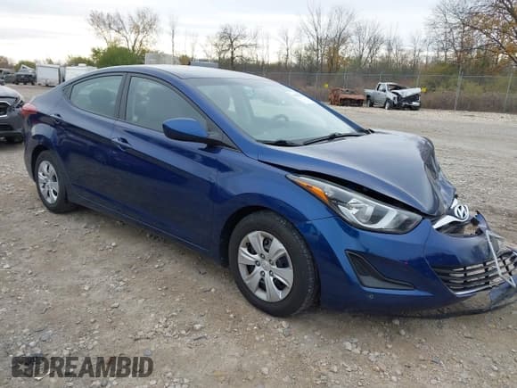 ✅ 2016 Hyundai Elantra SE • VIN: 5NPDH4AE8GH714886 • Lot: 43626076. Listed on IAAI with 120,902 mi. Free auction sales archive from the USA and detailed vehicle history report at DreamBid. Image 1.