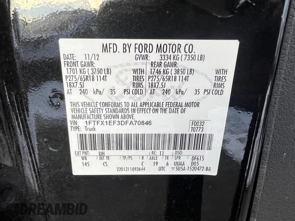 ✅ 2013 Ford F-150 XL • VIN: 1FTFX1EF3DFA70846 • Lot: 41614387. Wystawiony na IAAI z przebiegiem 138 181 mil. Bezpłatny archiwum sprzedaży aukcyjnych z USA i szczegółowy raport historii pojazdu na DreamBid. Zdjęcie 8.