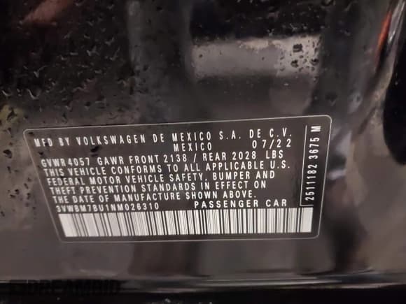 ✅ 2022 Volkswagen Jetta Sport • VIN: 3VWBM7BU1NM026310 • Lot: 43531743. Listed on IAAI with 20,389 mi. Free auction sales archive from the USA and detailed vehicle history report at DreamBid. Image 9.